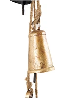 Rosemary Lane Metal Tibetan Inspired Decorative Cow Bell with Jute Hanging Rope