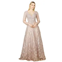 Lara Women's Long Sleeve V-Neck Ballgown