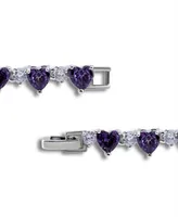 Macy's Cubic Zirconia Purple Clear Heart Alternate Bracelet