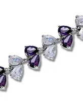 Macy's Cubic Zirconia Purple Clear Alternate Link Bracelet