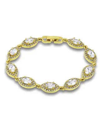 Macy's Cubic Zirconia Oval - Pave Marquise - Design Halo Link Bracelet
