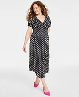 Women's Cherry Print Short-Sleeve Midi Dress, Created for Macy's
