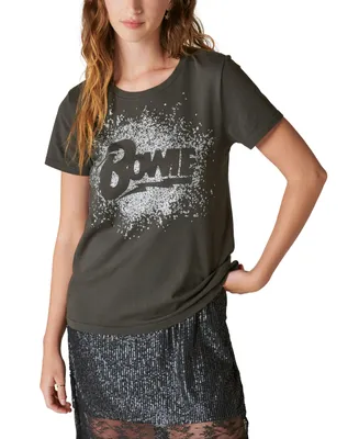 Lucky Brand Women's Sparkle Bowie Graphic-Print T-Shirt