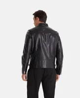 Furniq Uk Men's Leather Biker Jacket, Black