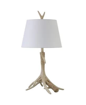 Ellsworth 27" Rustic Lodge Resin Antler Lamp with Linen Shade