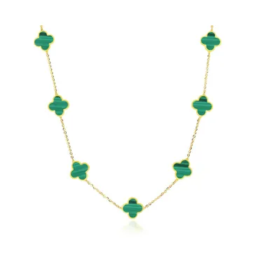 The Lovery Small Malachite Clover Necklace