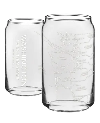 Narbo The Can Seattle Map 16 oz Everyday Glassware, Set of 2
