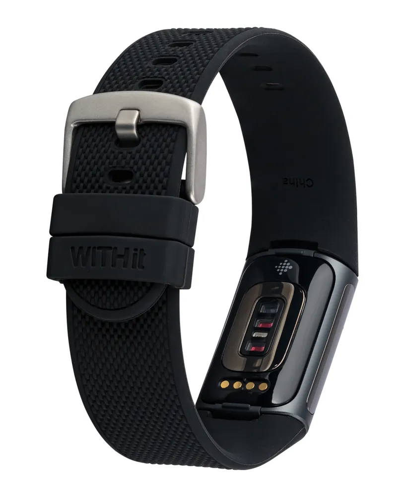 WITHit Unisex Black Woven Silicone Band Compatible with Fitbit Charge 5 and 6