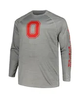 Men's Columbia Gray Ohio State Buckeyes Big and Tall Terminal Tackle Raglan Omni-Shade Long Sleeve T-shirt