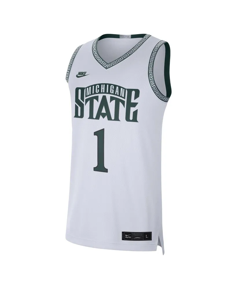 Men's Nike #1 White Michigan State Spartans Limited Authentic Jersey