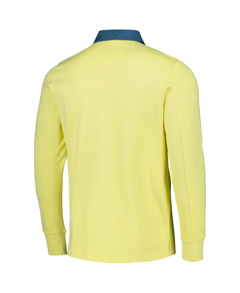 Men's adidas 2023 Player Yellow New York Red Bulls Travel Long Sleeve Polo Shirt