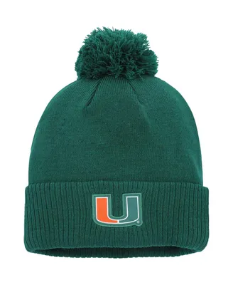 Men's adidas Green Miami Hurricanes 2023 Sideline Cold.rdy Cuffed Knit Hat with Pom