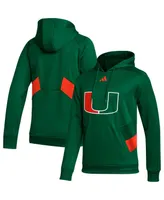 Men's adidas Green Miami Hurricanes Travel Aeroready Pullover Hoodie