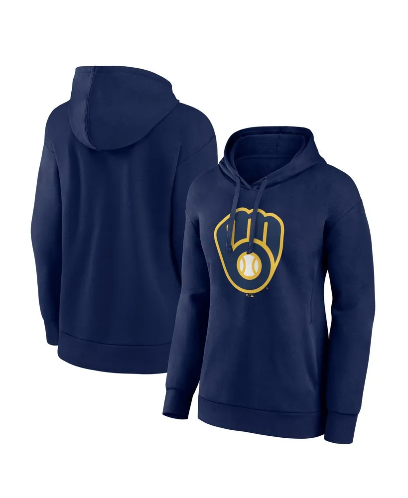 Women's Fanatics Navy Milwaukee Brewers Logo Pullover Hoodie