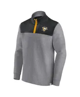 Men's Fanatics Heather Gray Pittsburgh Penguins Launch It Quarter-Zip Jacket