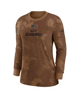 Women's Nike Brown Seattle Seahawks 2023 Salute to Service Long Sleeve T-shirt