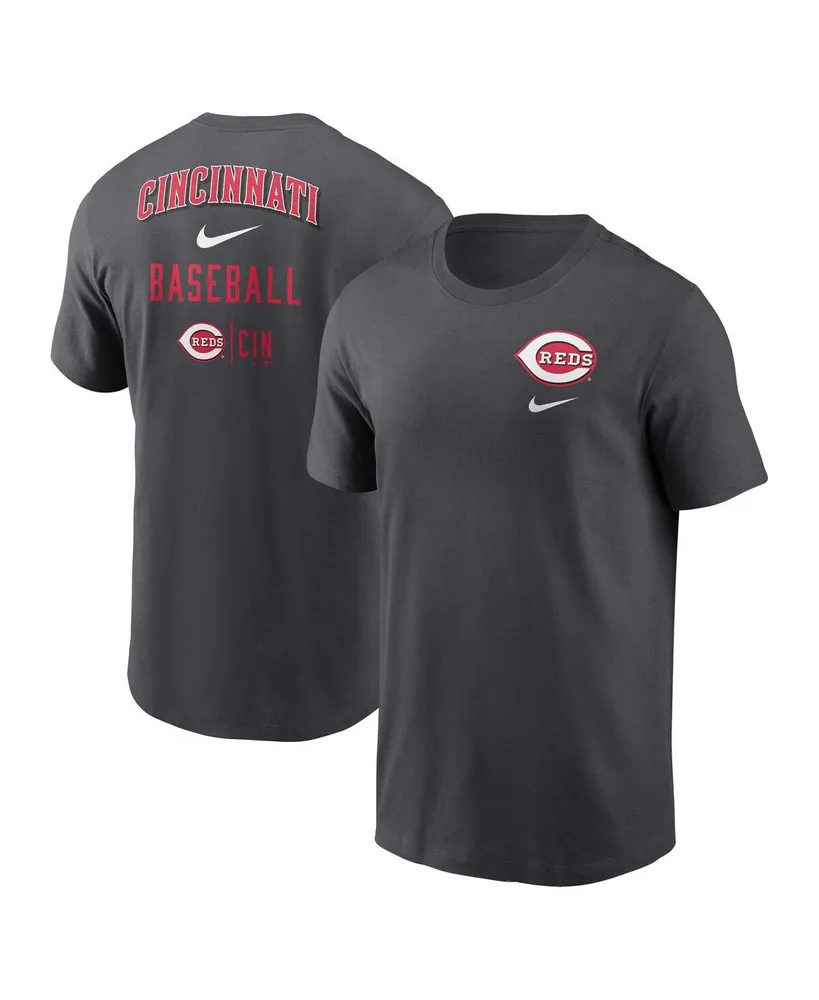 Men's Nike Charcoal Cincinnati Reds Logo Sketch Bar T-shirt