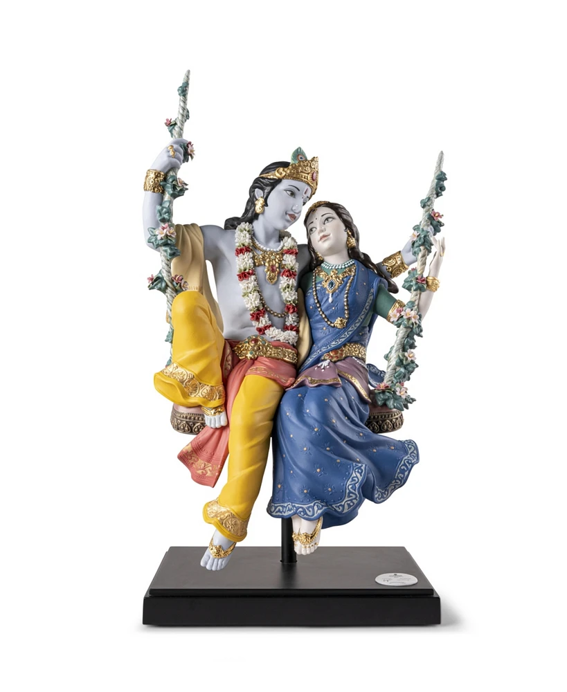 Lladro Radha Krishna on a Swing Figurine