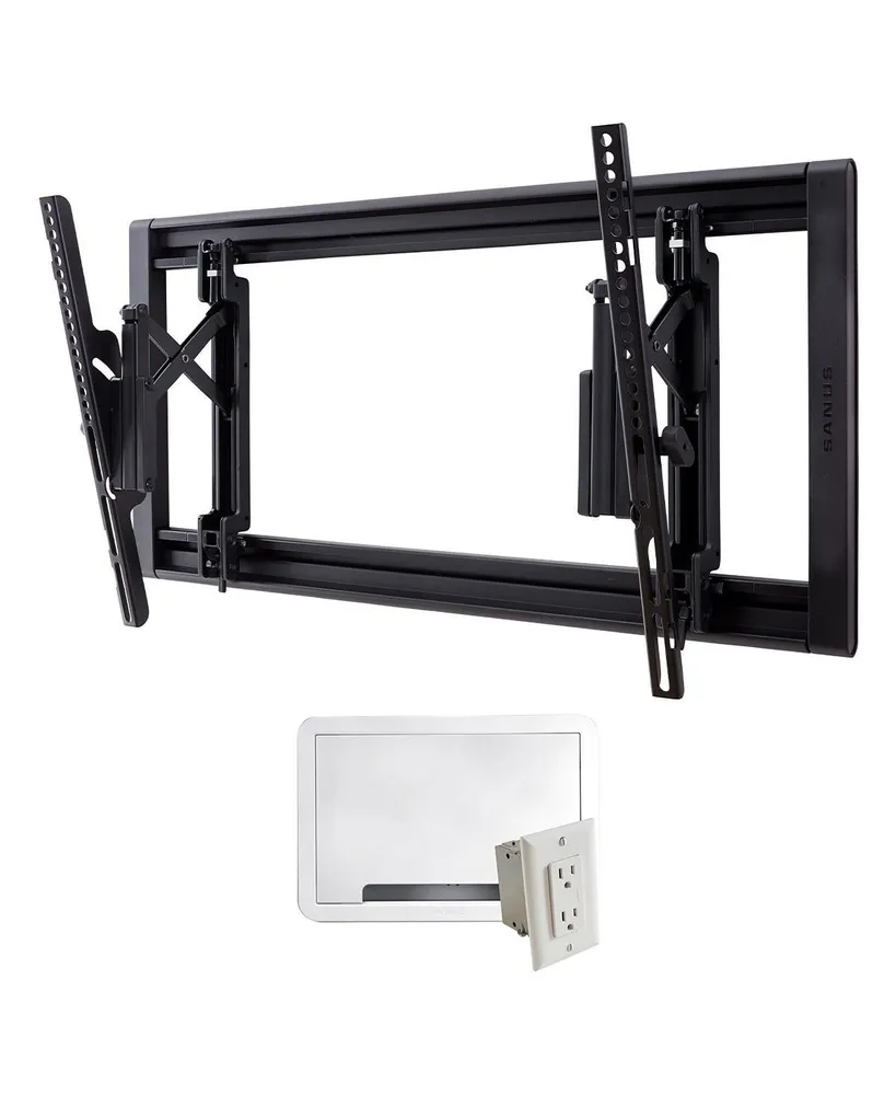 Sanus VLT7-B2 Large Advanced Tilt 4D Tv Wall Mount for 42"-90" Tvs and 9" TV Media In-Wall Box with Power Supply Kit
