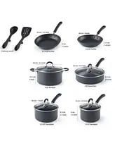 Cook N Home Basic Nonstick Stay Cool Handle 8-Piece Cookware Set - Black