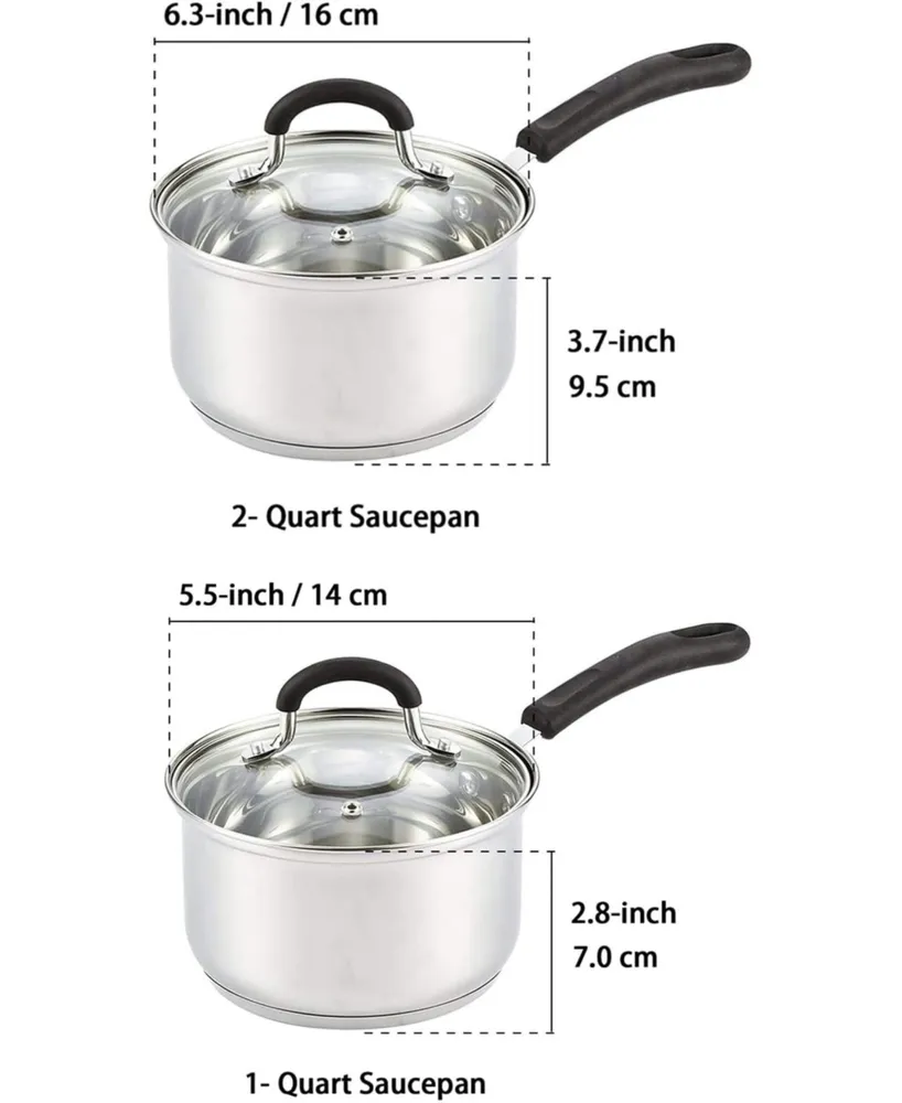 Cook N Home Professional Saucepan, 1-qt and 2-qt, Silver