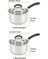 Cook N Home Professional Saucepan, 1-qt and 2-qt, Silver