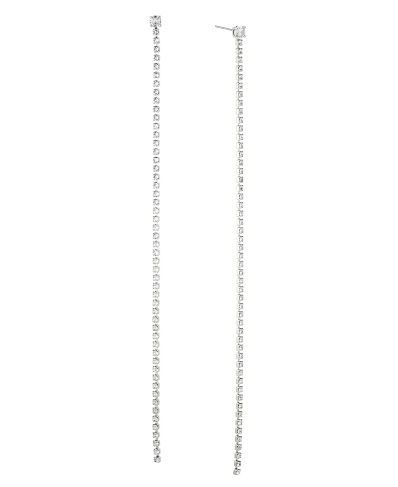 Ava Nadri Silver-Tone Cubic Zirconia Tennis Chain Earrings