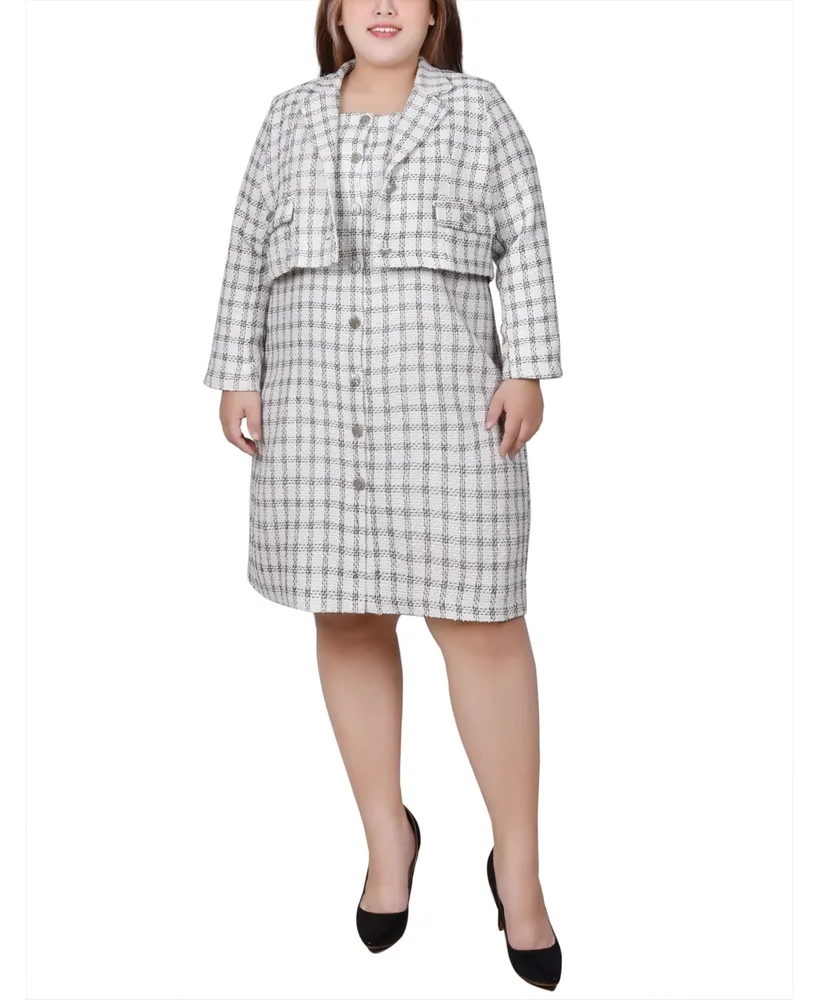  Plus Size Womens Jackets Plus Plaid Pattern Tweed