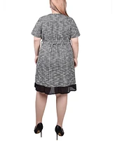 Ny Collection Plus Size Short Sleeve Zip Front Dress