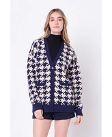 Women's Knit Houndstooth Cardigan