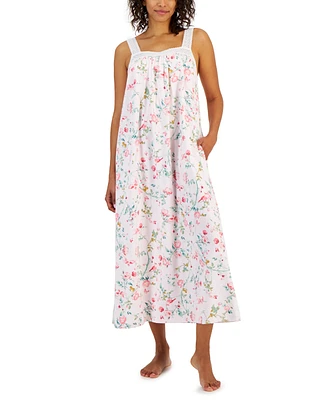 Charter Club Women's Cotton Floral Lace-Trim Nightgown, Created for Macy's