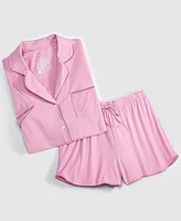 State of Day Women's 2-Pc. Short-Sleeve Notched-Collar Pajama Set Xs-3X