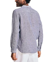 Nautica Men's Classic-Fit Long-Sleeve Button-Up Solid Linen Shirt