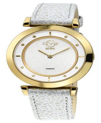GV2 by Gevril Women's Lombardy White Leather Watch 36mm