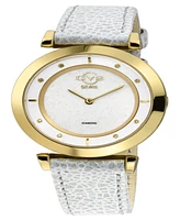 GV2 by Gevril Women's Lombardy White Leather Watch 36mm