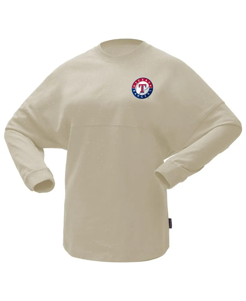 Women's Spirit Jersey Cream Texas Rangers 2023 World Series Champions Sparkle Long Sleeve T-shirt