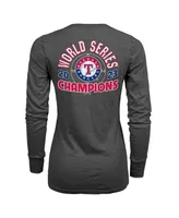 Women's Majestic Threads Charcoal Texas Rangers 2023 World Series Champions Power Play Tri-Blend V-Neck T-shirt