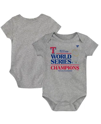 Infant Boys and Girls Fanatics Heather Gray Texas Rangers 2023 World Series Champions Locker Room Bodysuit