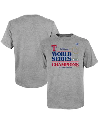 Preschool Boys and Girls Fanatics Heather Gray Texas Rangers 2023 World Series Champions Locker Room T-shirt