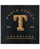 Men's Fanatics Marcus Semien Black Texas Rangers 2023 World Series Champions Name and Number T-shirt