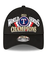 Men's New Era Black Texas Rangers 2023 World Series Champions Locker Room 9FORTY Adjustable Hat