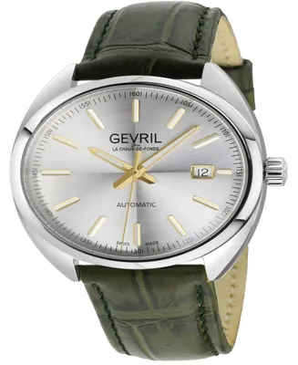Gevril Men's Five Points Olive Green Leather Watch 40mm