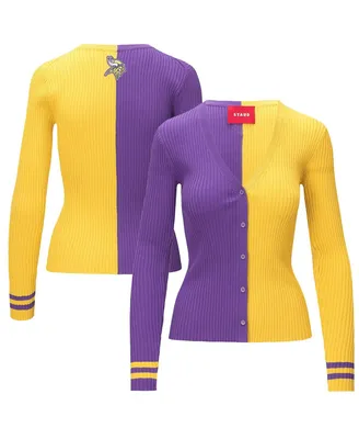 Women's Staud Purple, Gold Minnesota Vikings Cargo Sweater