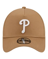 Men's New Era Khaki Philadelphia Phillies A-Frame 9FORTY Adjustable Hat