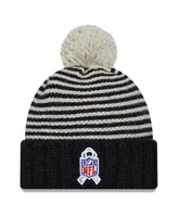 Women's New Era Black New England Patriots 2023 Salute To Service Cuffed Pom Knit Hat