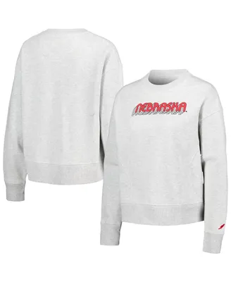 Women's League Collegiate Wear Ash Nebraska Huskers Boxy Pullover Sweatshirt
