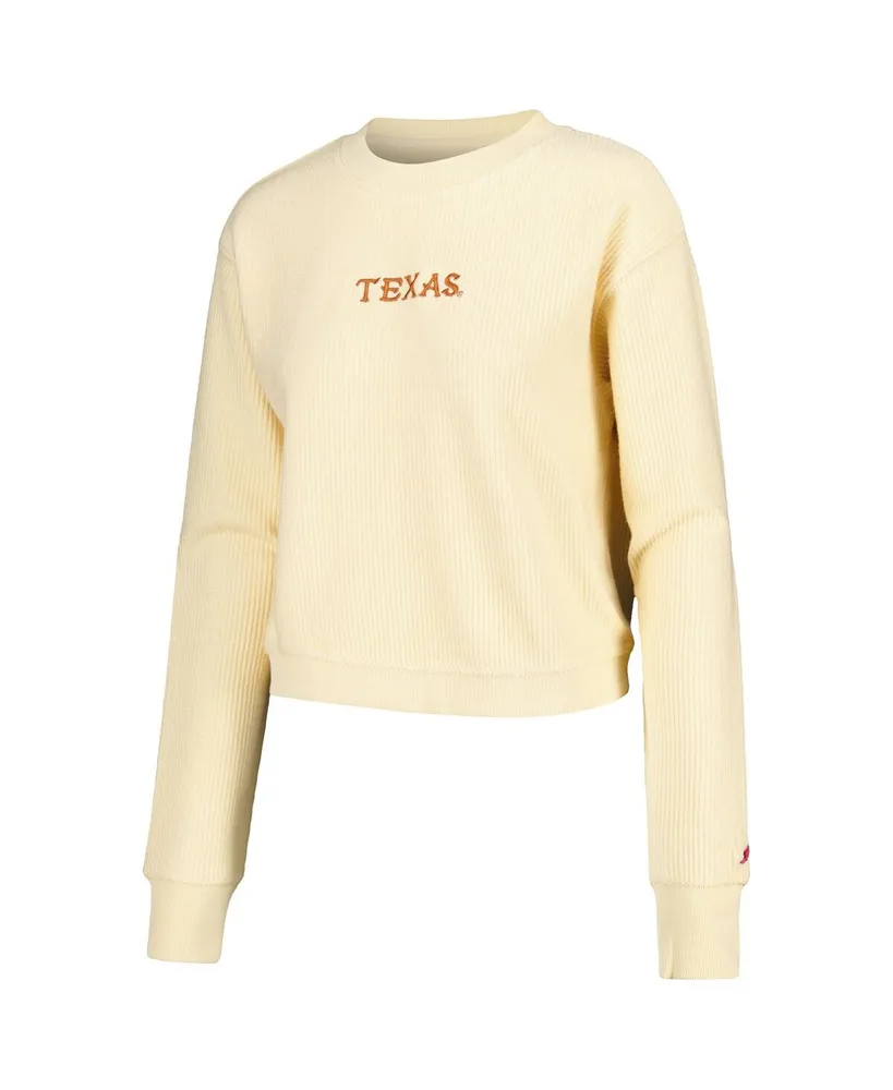 Women's League Collegiate Wear Cream Texas Longhorns Timber Cropped Pullover Sweatshirt
