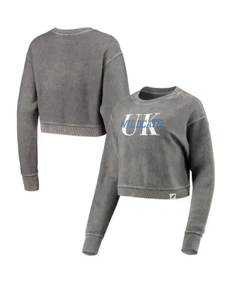 Women's League Collegiate Wear Graphite Kentucky Wildcats Classic Corded Timber Crop Pullover Sweatshirt