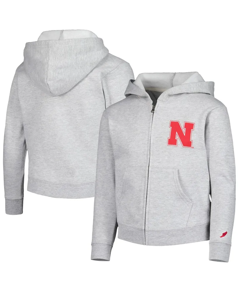 Big Boys League Collegiate Wear Heather Gray Nebraska Huskers Full-Zip Hoodie