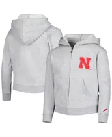 Big Boys League Collegiate Wear Heather Gray Nebraska Huskers Full-Zip Hoodie